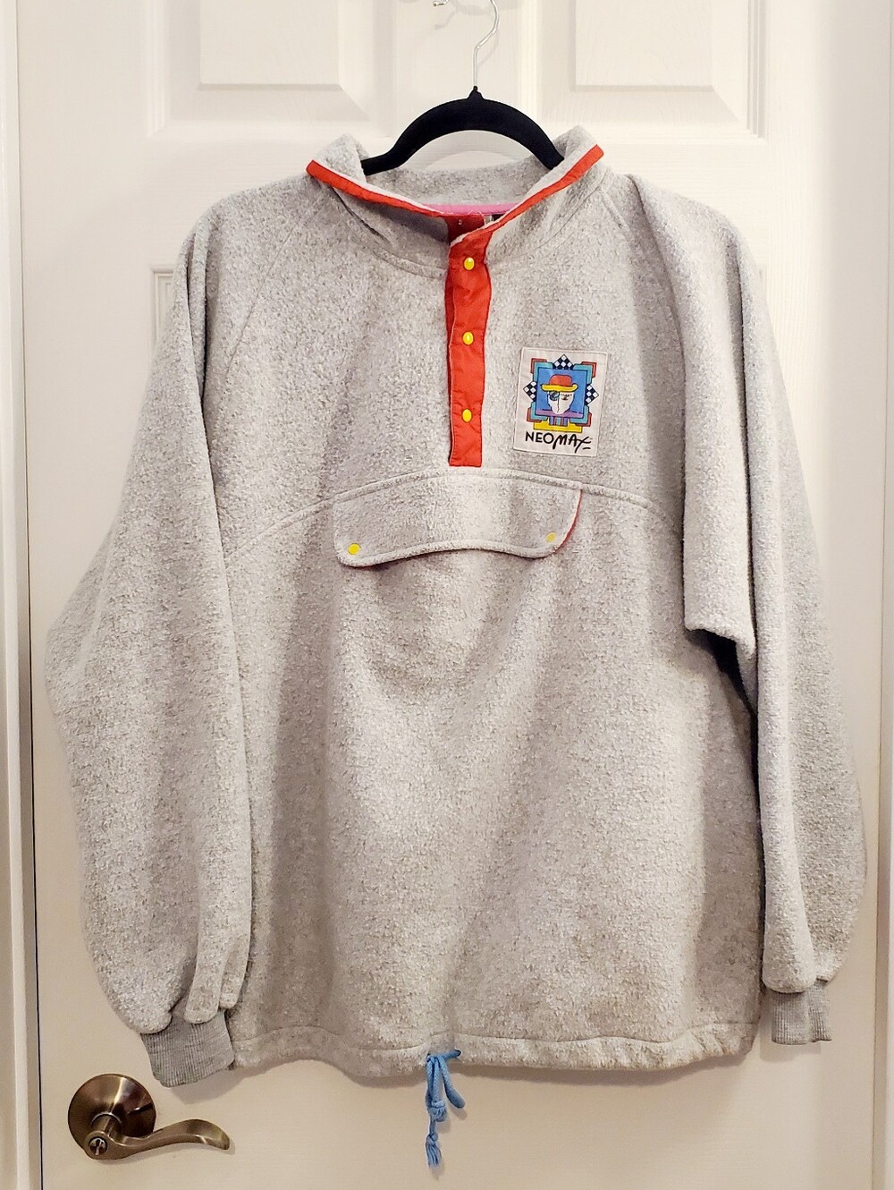 Vintage 1987 Rare NEO MAX Gray Fleece Pullover with Red Trim